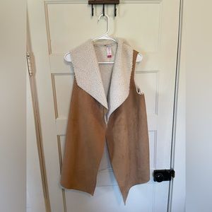 Warm fuzzy vest faux suede